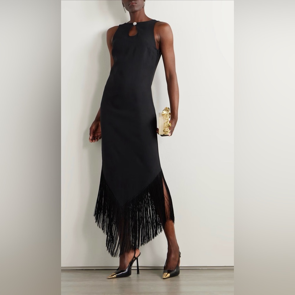 Taller Marmo | NEW | Taormina fringed crystal-embellished crepe gown. Size US 10